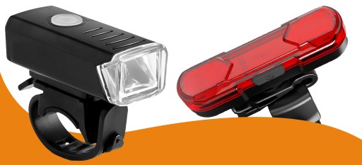 LED CYKLISTICKÁ LAMPA NA BICYKEL, NA RIADTIKÁ, VÝKONNÁ, NABÍJACIA, USB + ZADNÁ