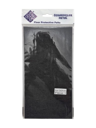 Plstené podložky na stoličky čiernej farby - list 12 x 24 cm