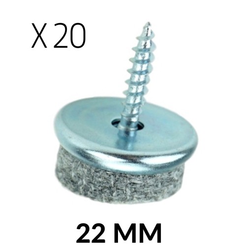 20x kovový klzák priemer 22 mm s plsťou a skrutkou