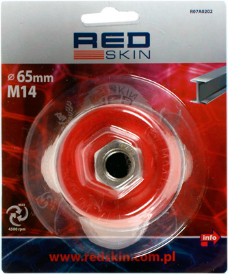 Red Skin vystužená predná drôtená kefa na brúsku 65mm M14