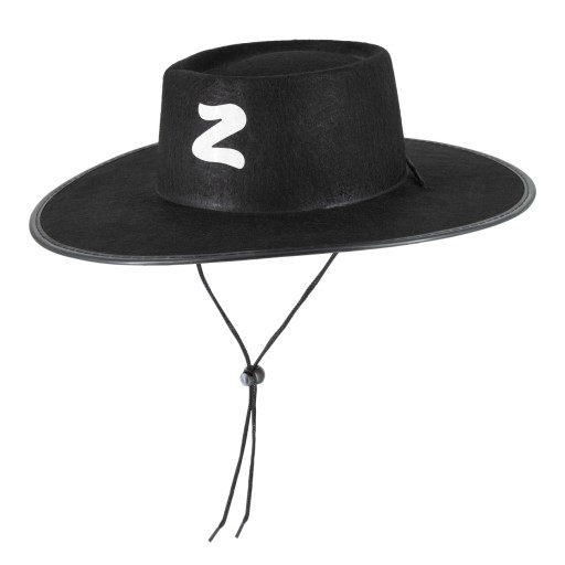 Čiapka Zorro, čierna s gumičkou a bielym písmenom Z