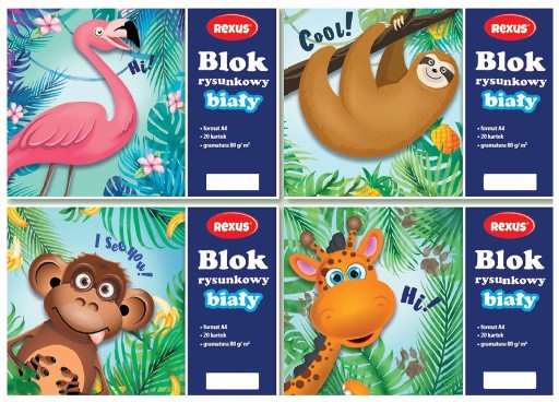20-STRANOVÝ ŠKOLSKÝ BLOK, BIELY REXUS, FORMÁT A4, OBAL NA KRIEDU
