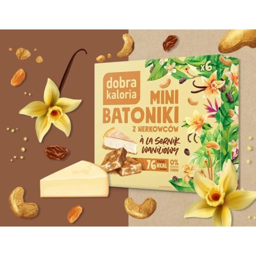 Mini tyčinky vanilkový cheesecake Dobrá Kalorická kešu 0% cukru do školy
