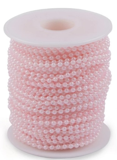 Perličky na šnúrke, 3 mm korálky, stuha