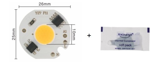 LED COB 3W Teplá biela 230V BEZ NAPÁJANIA
