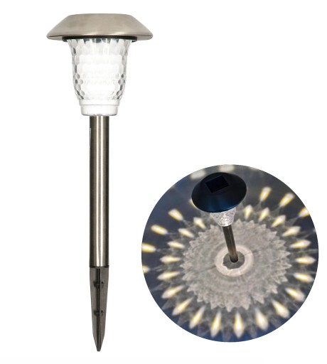 Solárna záhradná lampa CRYSTALS, LED osvetlenie chodníka, strieborná, MK