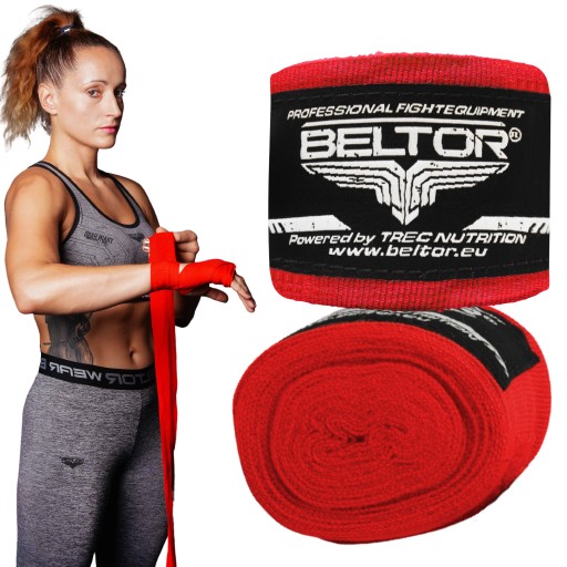 BELTOR ELASTICKÉ BOXINGOVÉ OBALY 3M ČERVENÉ BANDÁŽE CVIČNÉ PÁSKY