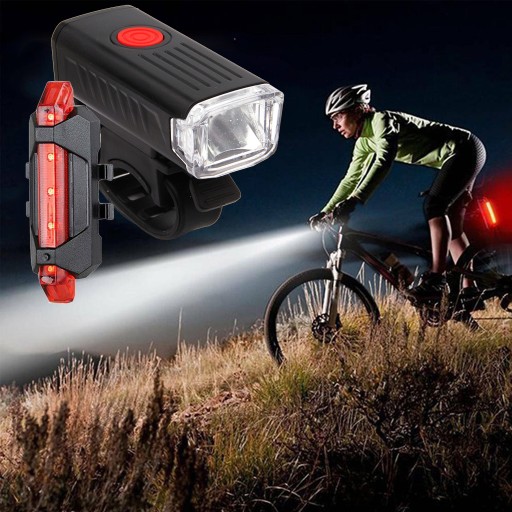 SET LED BICYKLOVÝCH SVETLÁ PREDNÝCH A ZADNÝCH NA BICYKEL + USB BICYKLE SVETLÁ
