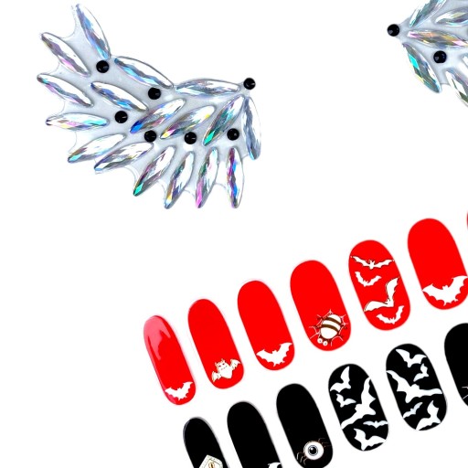KRYŠTÁLY na tvár BAT HALLOWEEN NAILS