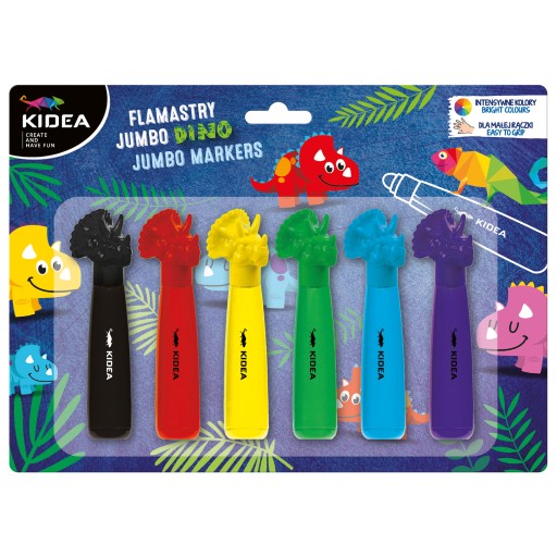 Fixky KIDEA Jumbo s figúrkou 6 farieb Dinosaury s pohodlným úchopom