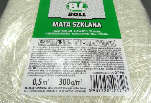 BOLL GLASS MAT VLÁKNO NA ŽIVICU ALEBO Tmel / HMOTNOSŤ: 300g/m2