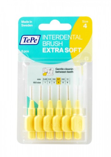 TePe ExtraSoft medzizubné kefky 0,7 mm, svetložlté, 6 ks.