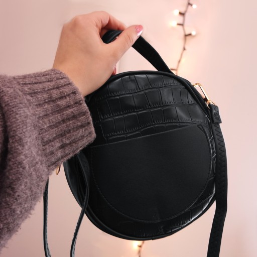 Čierna dámska ROUND BAG Taška cez rameno s popruhom