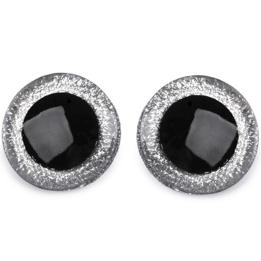 GLITTER SILVER MASCOT EYES 40mm MEDVEĎ