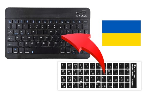 NÁLEPKY NA LAPTOP KLÁVESNICA PC QWERTY UKRAJINSKÉ NÁLEPKY PÍSMENÁ