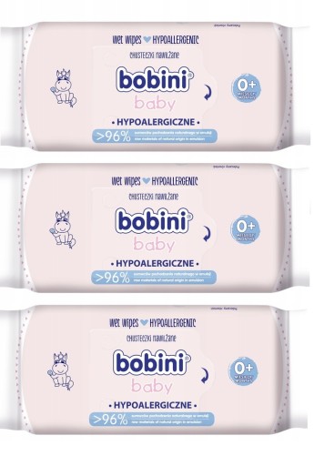 BOBINI hypoalergénne vlhčené obrúsky 3x60 ks