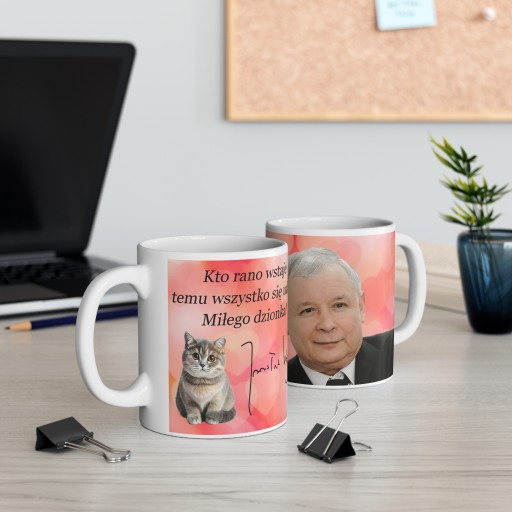 PREZIDENT JAREK KACZYŃSKI HRNČEK S Vtipnou POTLAČOU