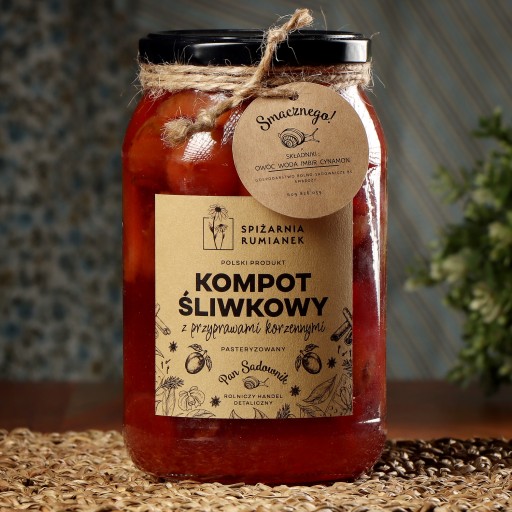 Slivkový kompót s korením LOW-SLADKÉ 900 ml Pan Sadownik