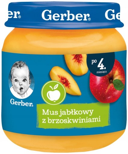GERBER dezert jablková pena s broskyňami 125 g