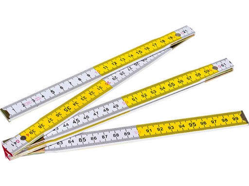 DREVENÁ SKLÁDACIA MIERA 100 cm METER 1 m BIELA ŽLTÁ DENUS