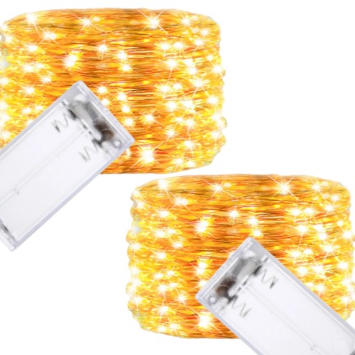 LED LAMPY DRÔTOVÉ NA DEKORÁCIU NA BATÉRIOVÉ OVLÁDANIE GARLAND TEPLEJ FARBY 20 LED 2 ks