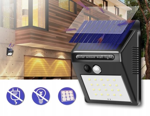 SOLAR WALL LAMP COLD 2W LED nástenné svietidlo s PIR