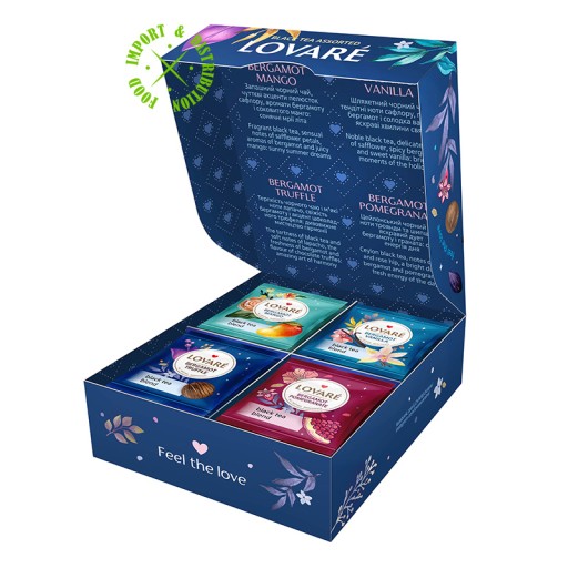 Lovare Bergamot Rozmanitý čajový set perfektný darček 4 príchute 32 obálok
