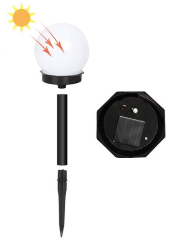 SOLÁRNA ZÁHRADNÁ LAMPA SILNÁ BIELA LED GUĽA XXL 2 ks