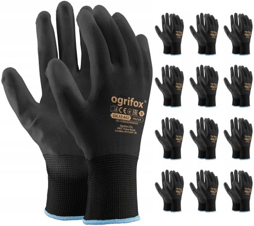 Rukavice PRACOVNÉ RUKAVICE potiahnuté POLYURETÁNOM STRONG DURABLE 12 párov