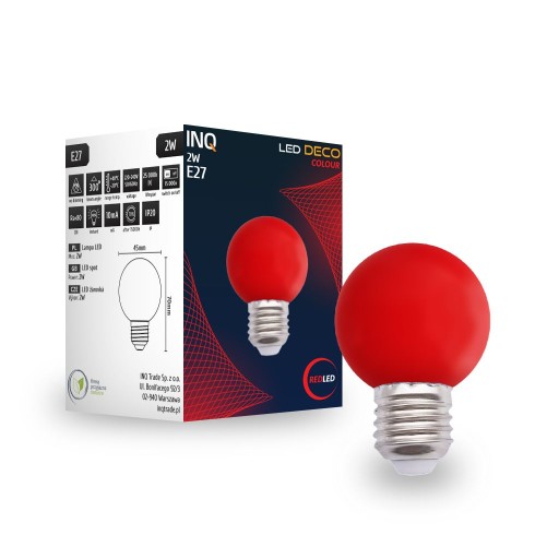 LED ŽIAROVKA LED LAMPA 2W E27 ČERVENÁ DEKORATÍVNA GUĽA NA GALANDU