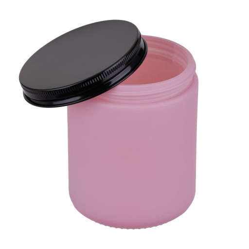 Ružová DIY sklenená nádoba na nalievanie sviečok, 250ml