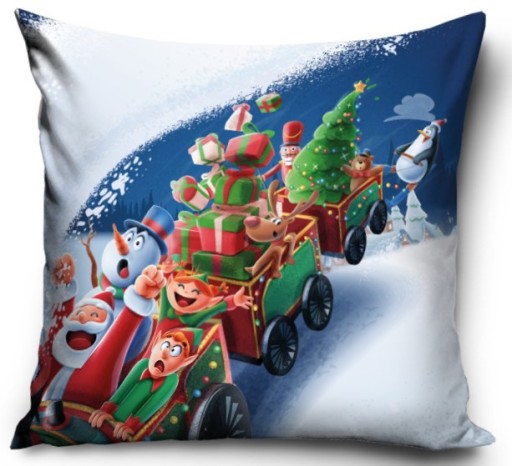 Obliečka na vankúš 40x40 Vianočný Jasiek Santa Claus na saniach škriatok soba