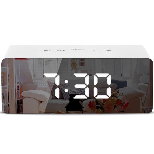 BUDÍK ELEKTRONICKÉ HODINY TEPLOMER ZRKADLO LED