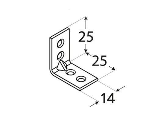 Uholník 25x25x14 Úzka montážna spojka, pozinkovaná