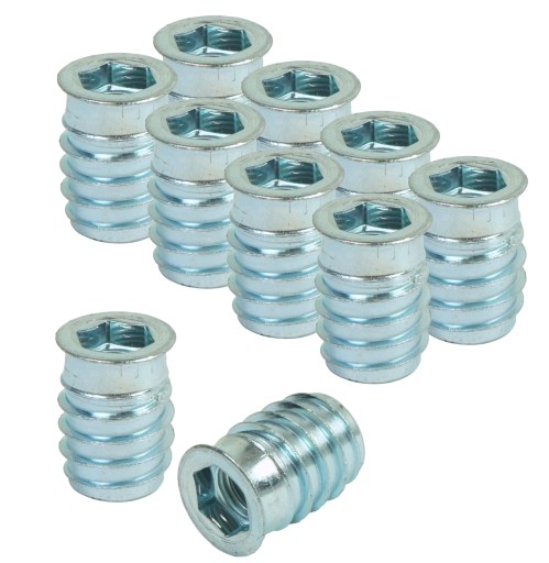 10x M8 x 20 mm nástrčná vložka, nábytková vložka do dreva, s imbusovým kľúčom 8