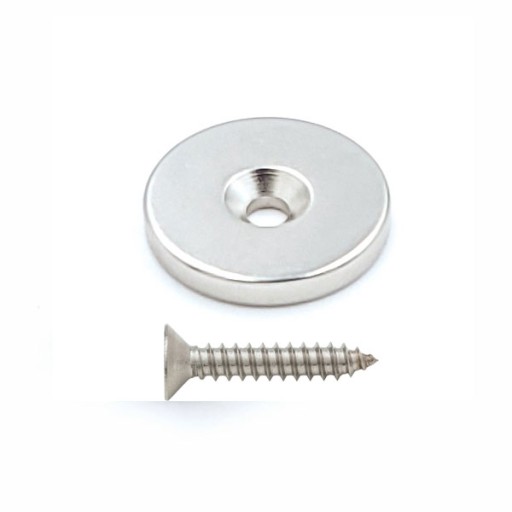 NEODYMOVÝ MAGNET S OTVOROM na skrutku 20x3 mm, okrúhly, valcový, HUNTER
