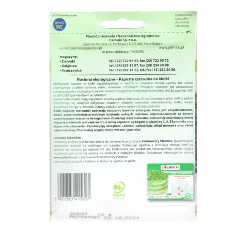 BIO semená klíčkov - Červená kapusta 10g