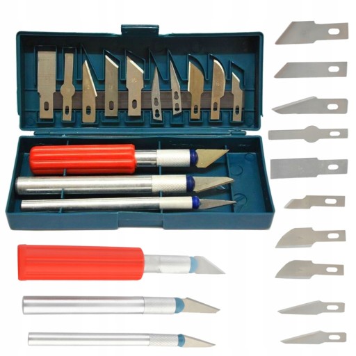 SADA SCALPEL NA MODELOVANIE NOŽOV 13 ELEMENTOV ČEPELIE + Púzdro