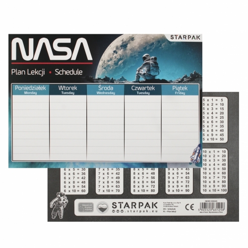Plán hodiny s násobilkou A5 NASA STARPAK 536141