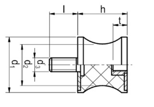 Vibroizolátor na mieru TB 30X25-18 M8X20 Mäkká guma 45 ShA