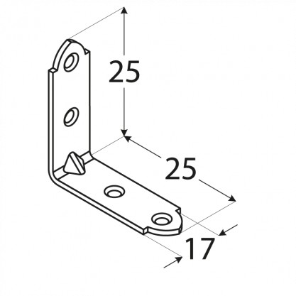 Úzky montážny uholník KW25 25x25x17 10 ks.
