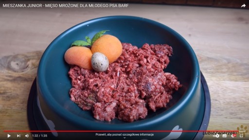 Surové mrazené mäso, hovädzie mäso, krmivo pre mladých psov junior BARF 1kg