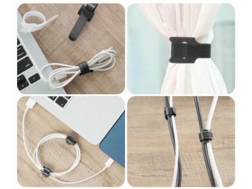 VELCRO PÁSKA ORGANIZÁTOR NA KABEL SVIEČKA KRVAZA 15cm ČIERNA 50 ks