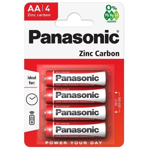 Zinkovo-uhlíková batéria Panasonic AA (R6) 4 ks.
