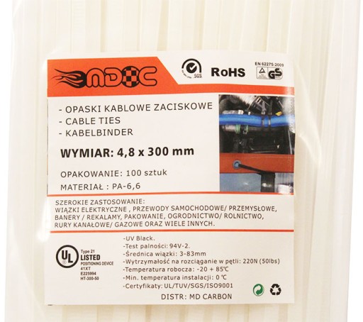 MDC ZIP-Clamps UV káblové zväzky 120x4,8