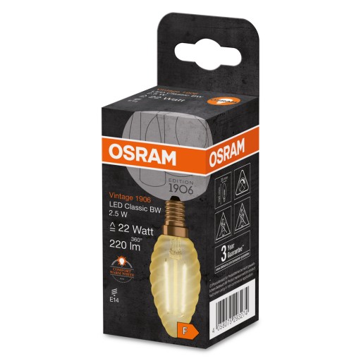 Ozdobná LED žiarovka E14 BW35 2,5W 2400K OSRAM
