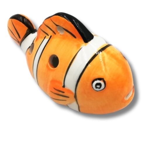 mini OCARINA keramická NEMO FISH, oranžová, 6 dier, noty