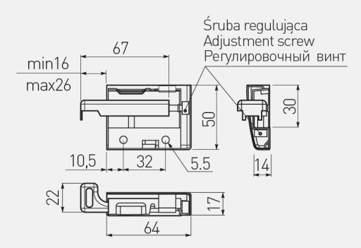 Nastaviteľný nábytkový prívesok STRONG hnedý, sada L+R