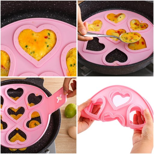 Silikónová podložka forma na panvicu, srdiečka na praženicu, palacinky, ružové