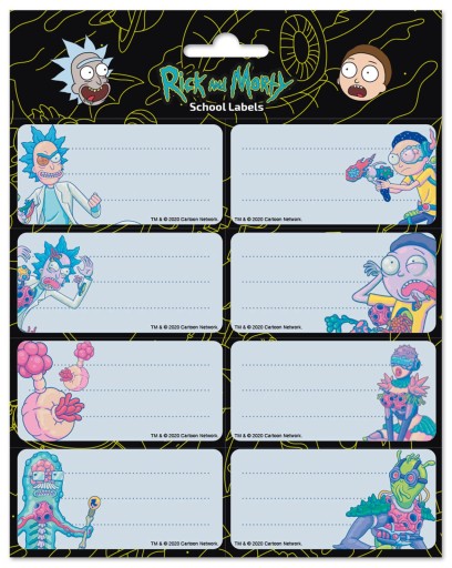 Sada filmových nálepiek Rick and Morty na zošity